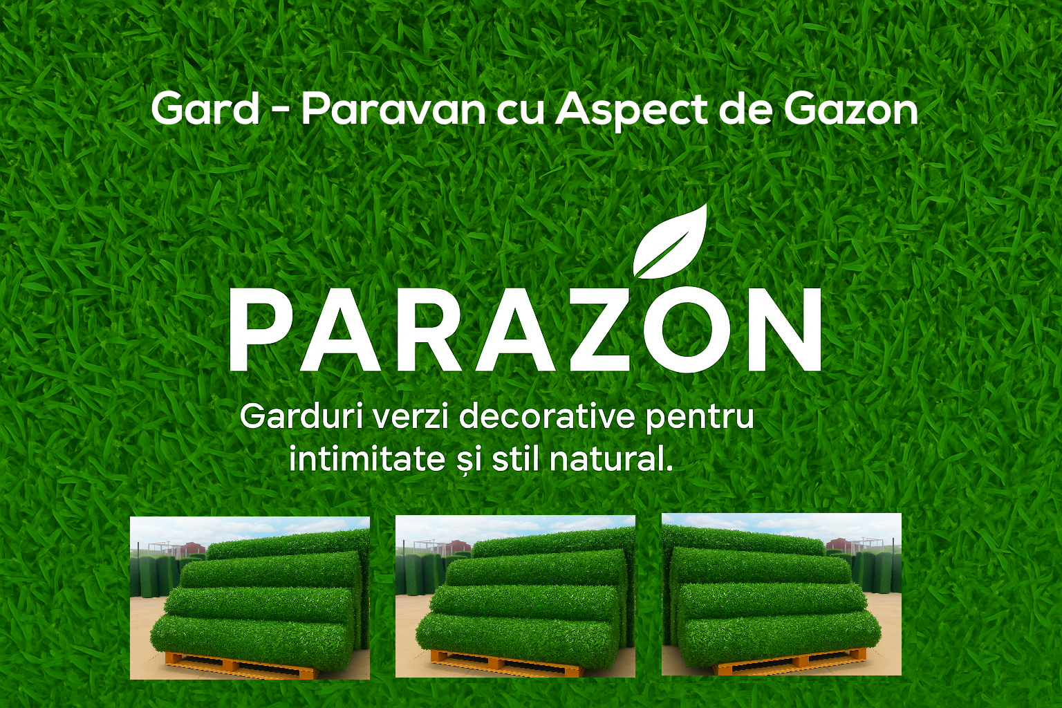 Paravan gard artificial cu aspect de gazon 1.0 m x 10 m